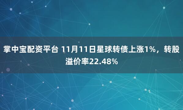 掌中宝配资平台 11月11日星球转债上涨1%，转股溢价率22.48%
